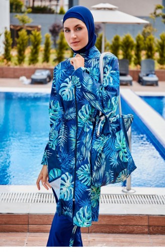 Patterned Fully Covered Hijab Swimsuit R2311 2311