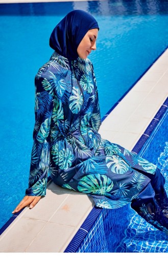 Gemusterter Vollständig Bedeckter Hijab-Badeanzug R2311 2311