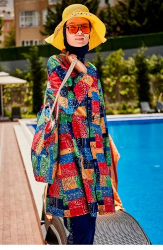 Patterned Fully Covered Hijab Swimsuit R2319 2319