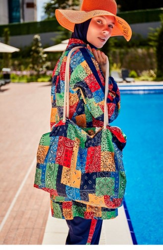 Patterned Fully Covered Hijab Swimsuit R2320 2320