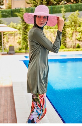 ملابس سباحة كاكي مغطاة بالكامل بالحجاب R2392 2392