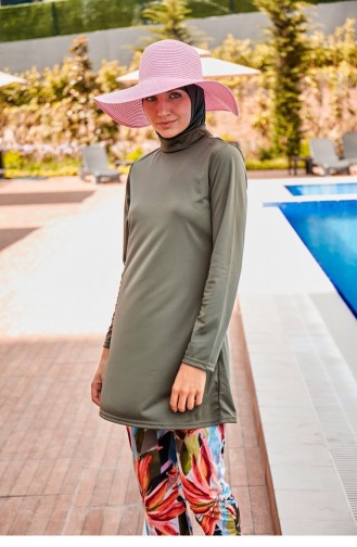 Khakifarbener Vollständig Bedeckter Hijab-Badeanzug R2392 2392
