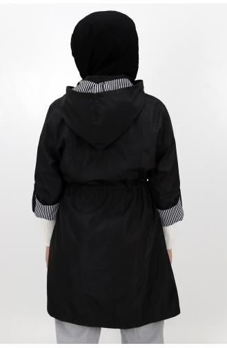 Trench Coat Tissu Bondit Taille Moyenne 9005-01 Noir 9005-01