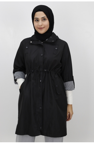 Mittelgroßer Trenchcoat Aus Bondit-Stoff 9005-01 Schwarz 9005-01