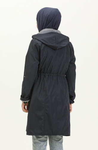 Mittelgroßer Trenchcoat Aus Bondit-Stoff 9005-02 Marineblau 9005-02