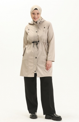 Medium Size Bondit Fabric Trench Coat 9005-05 Stone 9005-05