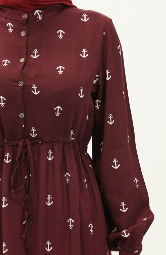 Robe en Viscose à Motif 0130-02 Plum 0130-02