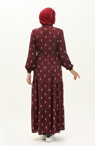 Robe en Viscose à Motif 0130-02 Plum 0130-02