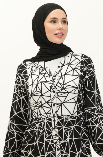 Robe Viscose à Motifs 0131-01 Noir Blanc 0131-01