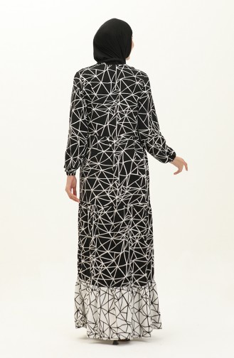 Viscose-jurk Met Patroon 0131-01 Zwart Wit 0131-01