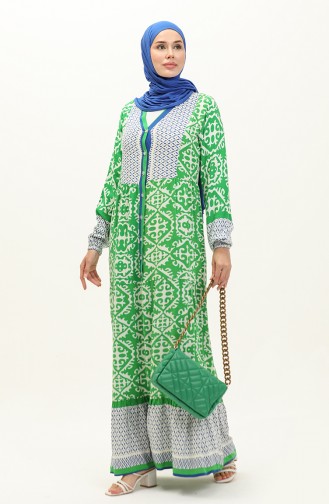 Patterned Viscose Dress 0137-01 Green Saxe 0137-01