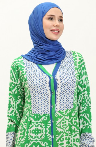 Viscose-jurk Met Patroon 0137-01 Groene Saks 0137-01