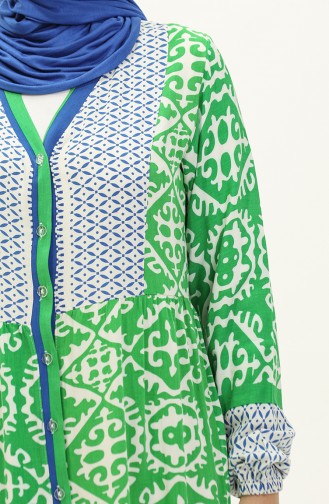 Robe Viscose à Motifs 0137-01 Vert Bleu Roi 0137-01