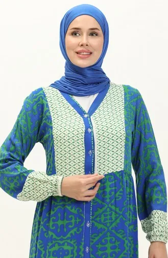 Gemustertes Viskosekleid 0137-02 Saks Green 0137-02