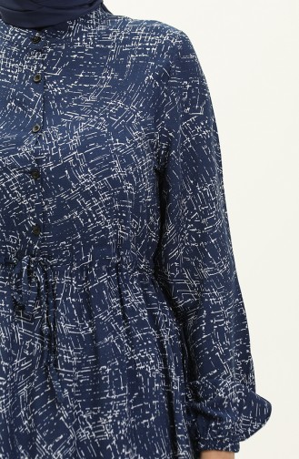 Viscose-jurk Met Patroon 0138-01 Indigowit 0138-01