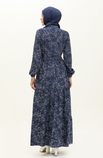Viscose-jurk Met Patroon 0138-01 Indigowit 0138-01
