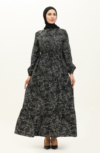 Viscose-jurk Met Patroon 0138-03 Zwart Wit 0138-03