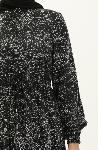 Patterned Viscose Dress 0138-03 Black white 0138-03