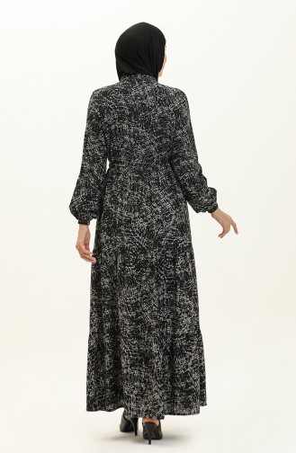 Viscose-jurk Met Patroon 0138-03 Zwart Wit 0138-03