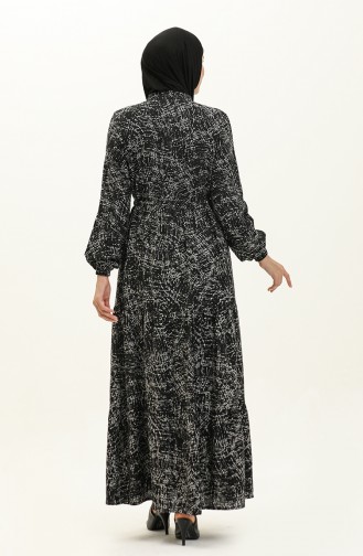 Patterned Viscose Dress 0138-03 Black white 0138-03