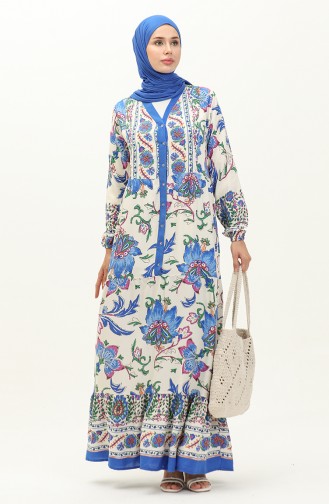 Viscose-jurk Met Bloemenpatroon 0140-03 Saks 0140-03