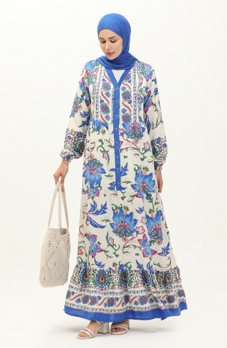 Viscose-jurk Met Bloemenpatroon 0140-03 Saks 0140-03