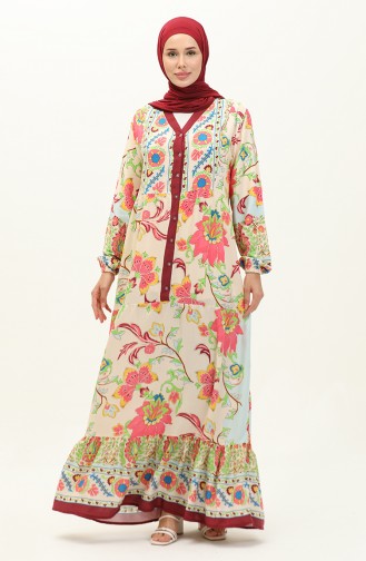 Floral Pattern Viscose Dress 0140-06 Lilac 0140-06