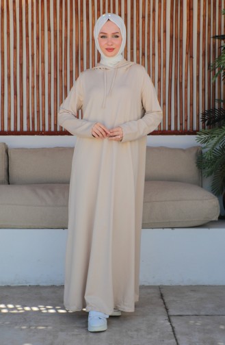 Two Thread Hooded Dress 232326-01 Beige 232326-01