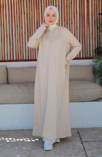 Two Thread Hooded Dress 232326-01 Beige 232326-01