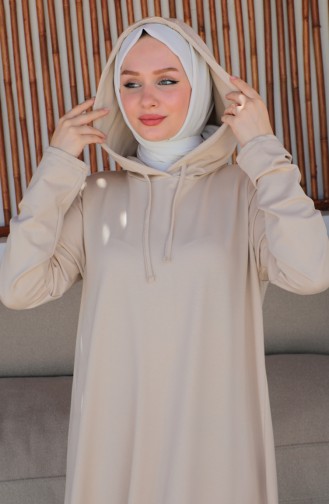 Two Thread Hooded Dress 232326-01 Beige 232326-01