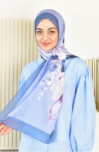 Alize Çiçek Desenli Şal Mavi Alzdbç00 064