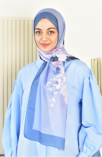 Alize Çiçek Desenli Şal Mavi Alzdbç00 064