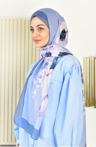 Alize Çiçek Desenli Şal Mavi Alzdbç00 064