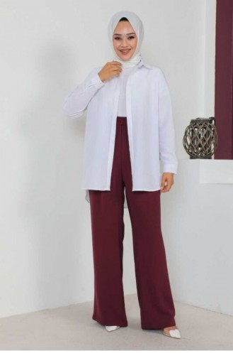 Büyük Beden Bol Paça Pantolon Bordo 1524TGM.BRD