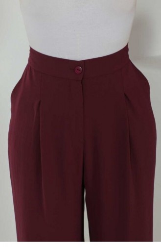 Büyük Beden Bol Paça Pantolon Bordo 1524TGM.BRD