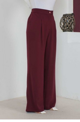 Büyük Beden Bol Paça Pantolon Bordo 1524TGM.BRD