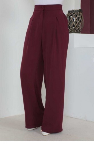 Büyük Beden Bol Paça Pantolon Bordo 1524TGM.BRD