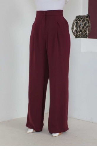 Büyük Beden Bol Paça Pantolon Bordo 1524TGM.BRD