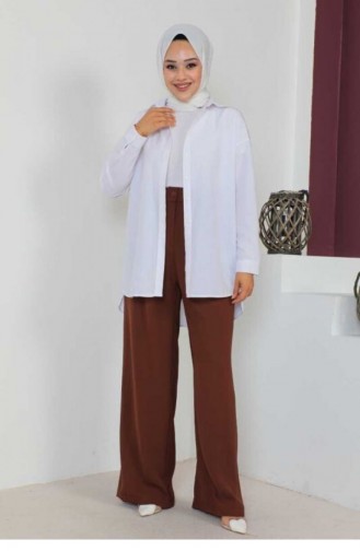 Büyük Beden Bol Paça Pantolon Kahverengi 1524TGM.KHV