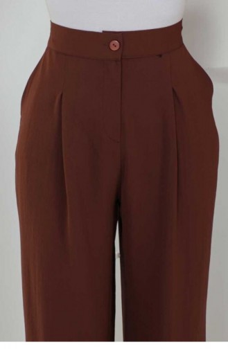 Büyük Beden Bol Paça Pantolon Kahverengi 1524TGM.KHV
