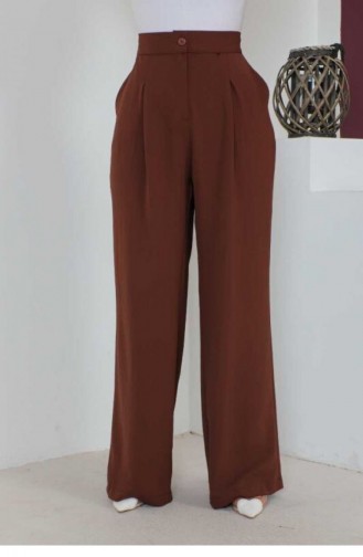 Büyük Beden Bol Paça Pantolon Kahverengi 1524TGM.KHV