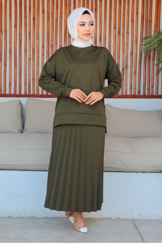Pleated Skirt Sports Suit Khaki 2065MG.HAK