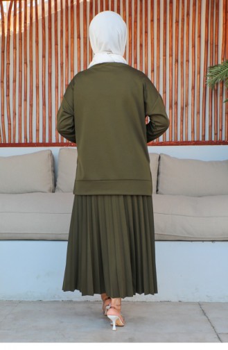Pleated Skirt Sports Suit Khaki 2065MG.HAK