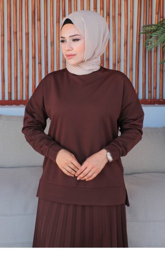 Costume De Sport Jupe Plissée Marron 2065MG.KHV
