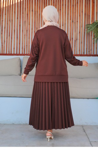 Costume De Sport Jupe Plissée Marron 2065MG.KHV