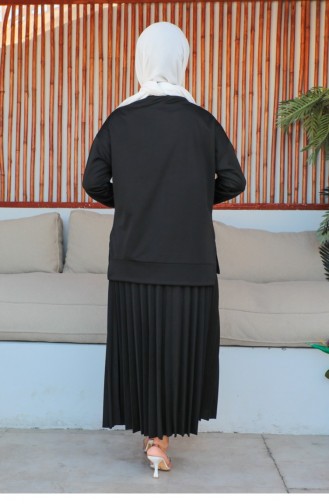 Pleated Skirt Sports Suit Black 2065MG.SYH