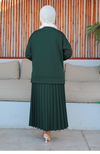 Costume De Sport Jupe Plissée Vert Émeraude 2065MG.ZMR