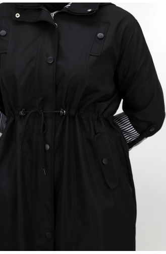 معطف من قماش بونديت بمقاسات متوسطة ومقاسات كبيرة 9004-01 لون أسود 9004-01
