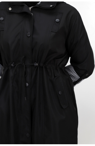 Trench Coat Grande Taille En Tissu Bondit Taille Moyenne 9004-01 Noir 9004-01