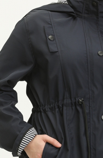 Medium Size Bondit Fabric Large Size Trench Coat 9004-02 Navy Blue 9004-02